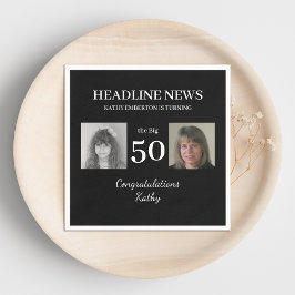 Servilleta De Papel Titular Noticias 50.º cumpleaños Foto en blanco y 