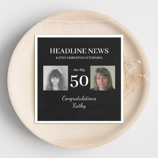 Servilleta De Papel Titular Noticias 50.º cumpleaños Foto en blanco y  (Subido por el creador)