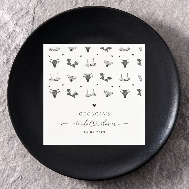 Servilleta De Papel Título de la tarjeta: Modern Heart Script & Black  (Subido por el creador)