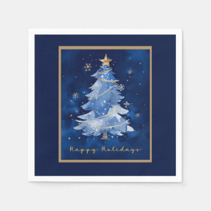 Servilleta De Papel Título: Felices Fiestas Navideñas Elegantes Azul O