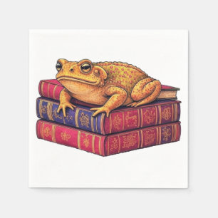 Servilleta De Papel Toad encantada en libros antiguos - Arte único