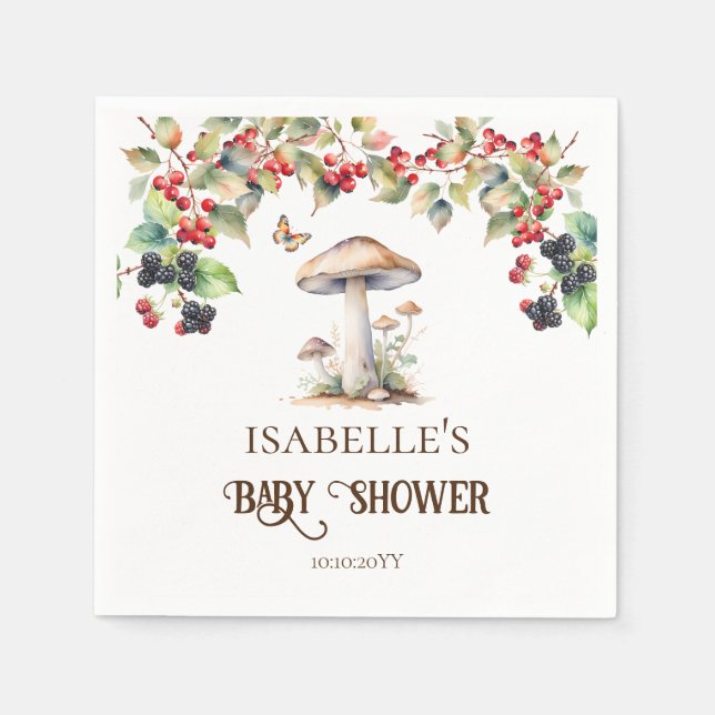Servilleta De Papel Toadstool de Woodland & Mushroom Fall Baby Shower (Anverso)