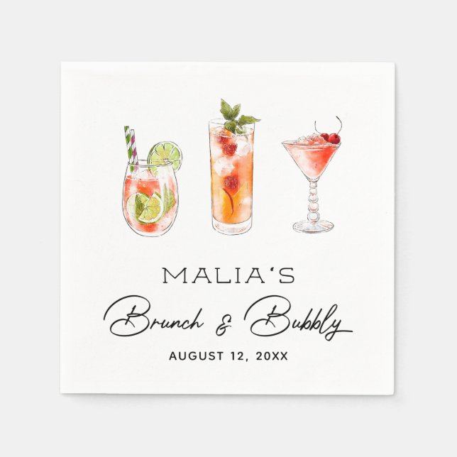 Servilleta De Papel Toalla de ducha Brunch and Bubbly Bridal (Anverso)