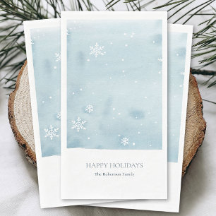 Servilleta De Papel Toalla de Invitado Copo de Nieve Acuarela Azul Pol
