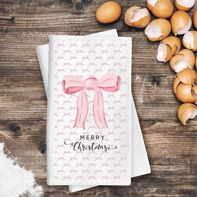 Servilleta De Papel Toalla de invitado de Navidad de Bow Rosa Merry (Subido por el creador)