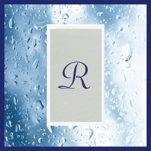 Servilleta De Papel Toalla de invitado de papel monogramado azul gris 