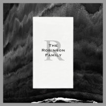 Toalla de invitado de papel monogramado blanco y n