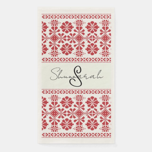 Servilleta De Papel Toalla de invitado de papel Tatreez de vacaciones  (Anverso)