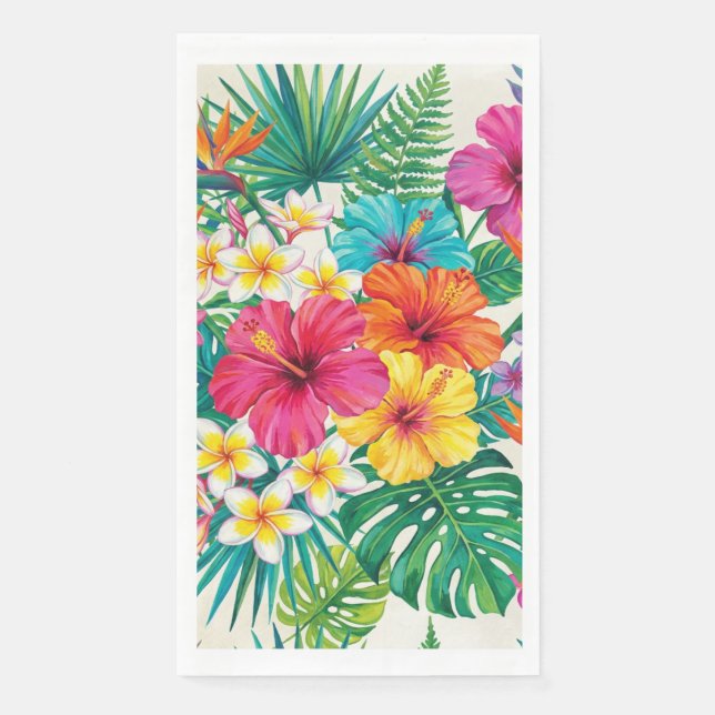 Servilleta De Papel Toalla de Invitado Tropical Flor de Aloha (Anverso)