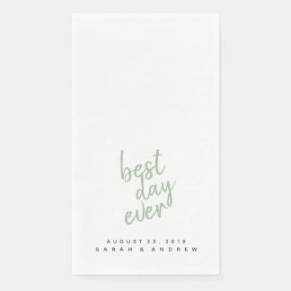 Servilleta De Papel Toalla de mano de Boda verde de mejor día de la vi