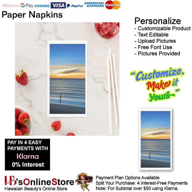 Servilleta De Papel Toalla de papel Sunset Beach 14 (Sunset Beach Tables Kitchen Restaurant Decor Paper Guest Towels 14.)