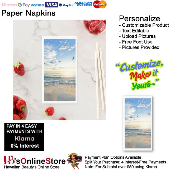 Servilleta De Papel Toalla de papel Sunset Beach 15 (Sunset Beach Tables Kitchen Restaurant Decor Paper Guest Towels 18.)