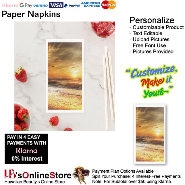 Servilleta De Papel Toalla de papel Sunset Beach 18 (Sunset Beach Tables Kitchen Restaurant Decor Paper Guest Towels 18.)