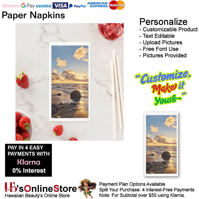 Servilleta De Papel Toalla de papel Sunset Beach 27 (Sunset Beach Tables Kitchen Restaurant Decor Paper Guest Towels 27.)