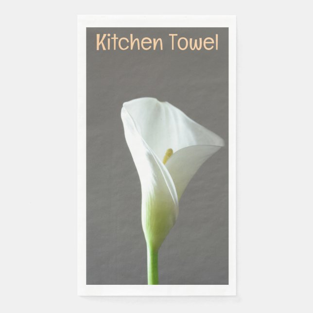 Servilleta De Papel Toalla gris de flor blanca (Anverso)