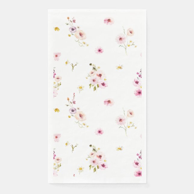 Servilleta De Papel Toalla invitada de acuarela floral (Anverso)