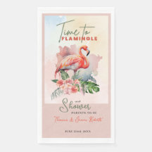Toalla invitada de papel Baby Shower Flamingo