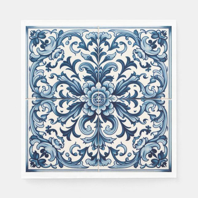 Servilleta De Papel Toallas azules de azulejo portugués (Anverso)