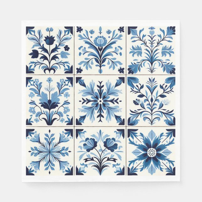 Servilleta De Papel Toallas azules de azulejo portugués (Anverso)