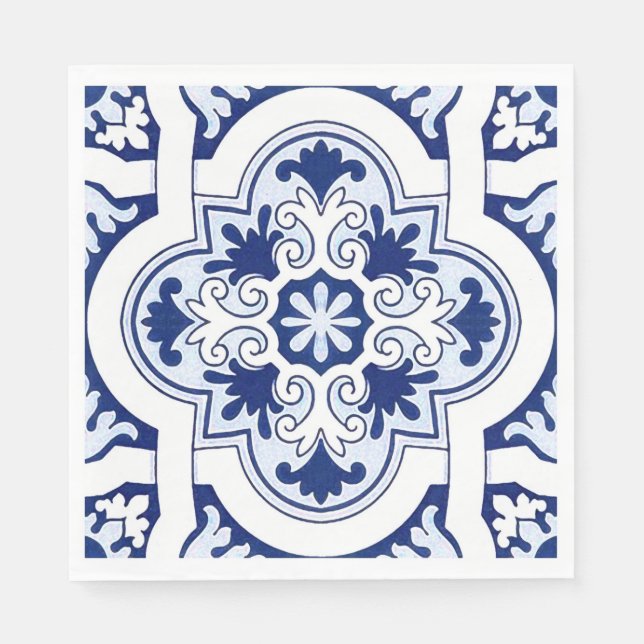 Servilleta De Papel Toallas azules de azulejo portugués (Anverso)