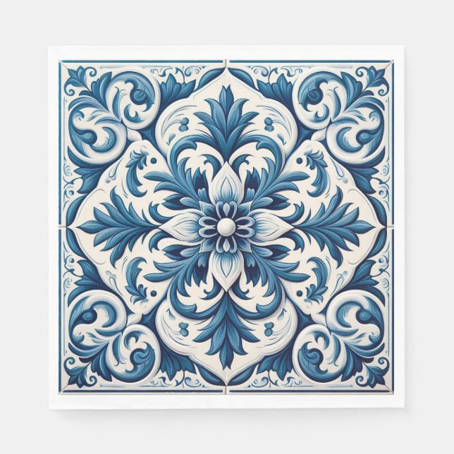 Servilleta De Papel Toallas azules de azulejo portugués (Anverso)