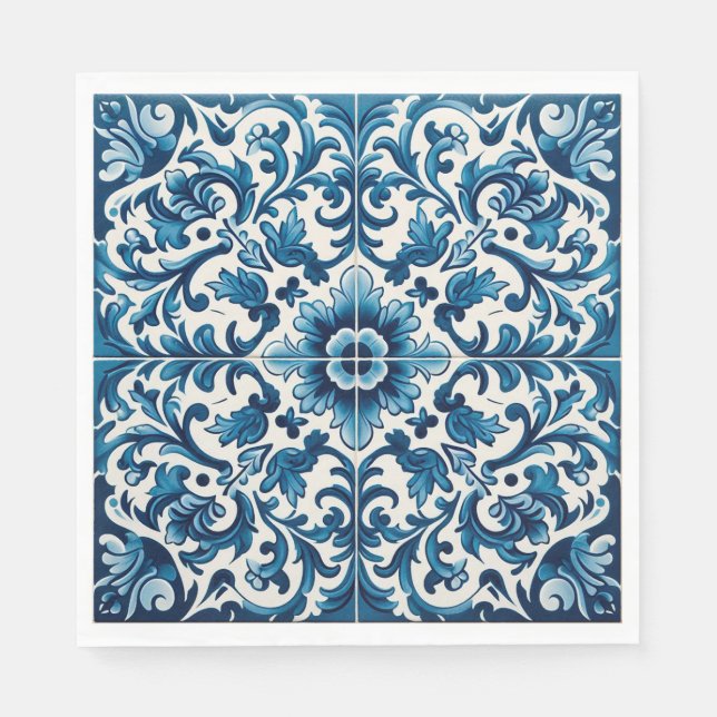 Servilleta De Papel Toallas azules de azulejo portugués (Anverso)