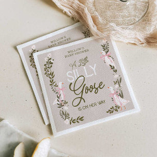 Servilleta De Papel Toallas Baby Shower Chica de Bow rosado de Goose