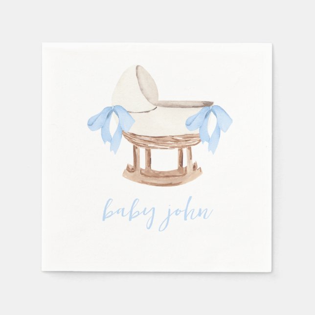 Servilleta De Papel Toallas Baby Shower personalizadas, Napkin Bow azu (Anverso)