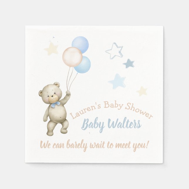 Servilleta De Papel Toallas Baby Shower personalizadas Teddy Bear (Anverso)