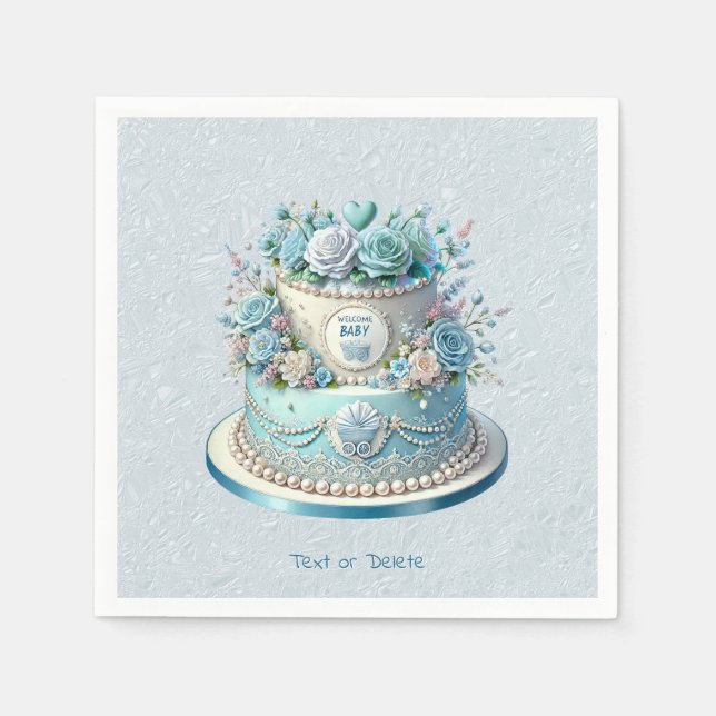 Servilleta De Papel Toallas Blue Cake Flowers (Anverso)