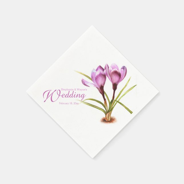 Servilleta De Papel Toallas boda púrpura crocus acuarela (Borde)