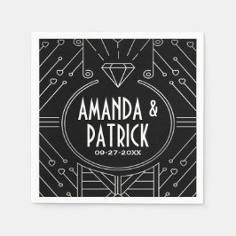 Servilleta De Papel Toallas Bodas de color negro y plateado Art Deco