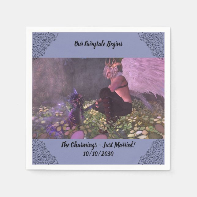 Servilleta De Papel Toallas bodas en el tema de la fantasía de cuento  (Anverso)