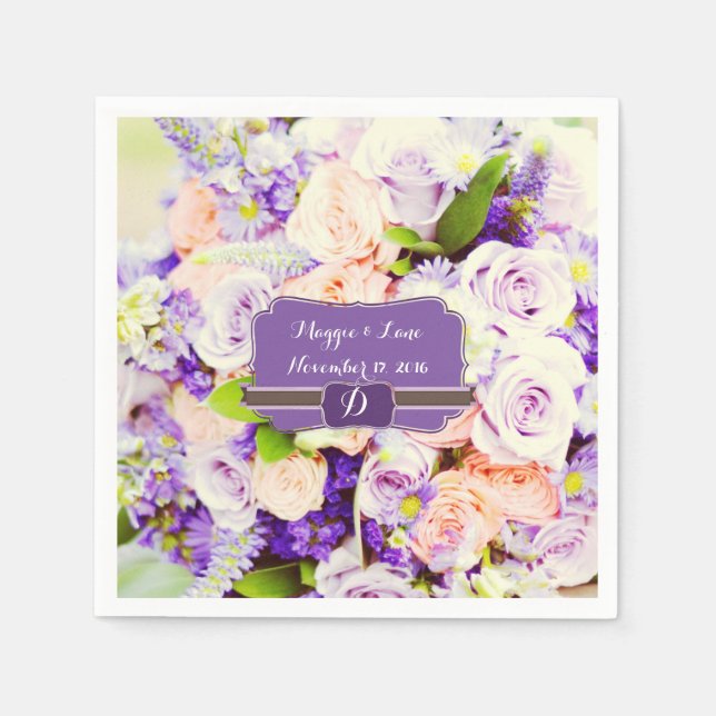 Servilleta De Papel Toallas Bodas Florales Lavendar personalizadas (Anverso)