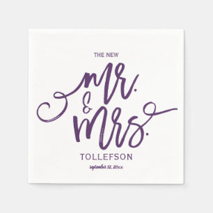 Servilleta De Papel Toallas Bodas modernas Guión de pincel (Plum)