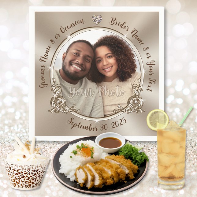 Servilleta De Papel Toallas Bodas personalizadas, con FOTO o eliminaci (Personalised, wedding cake serviettes. Wedding cake napkins personalized, with Photo and Names. )