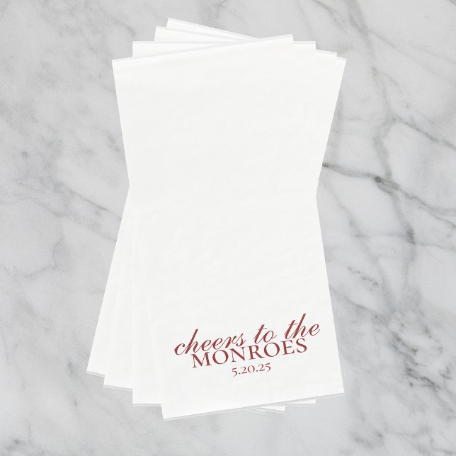 Servilleta De Papel Toallas Bodas personalizadas elegantemente rojas (Luxury Classic Red Wedding Suite Theme with options to personalize for your special day.)