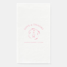 Servilleta De Papel Toallas Bodas personalizadas monogramadas rosadas