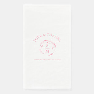 Servilleta De Papel Toallas Bodas personalizadas monogramadas rosadas