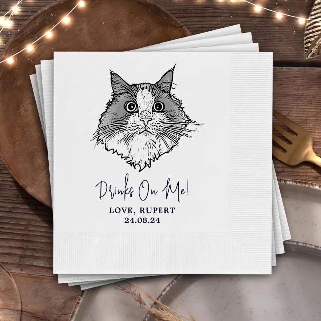 Servilleta De Papel Toallas Bodas personalizadas para gato negro y bla (Subido por el creador)
