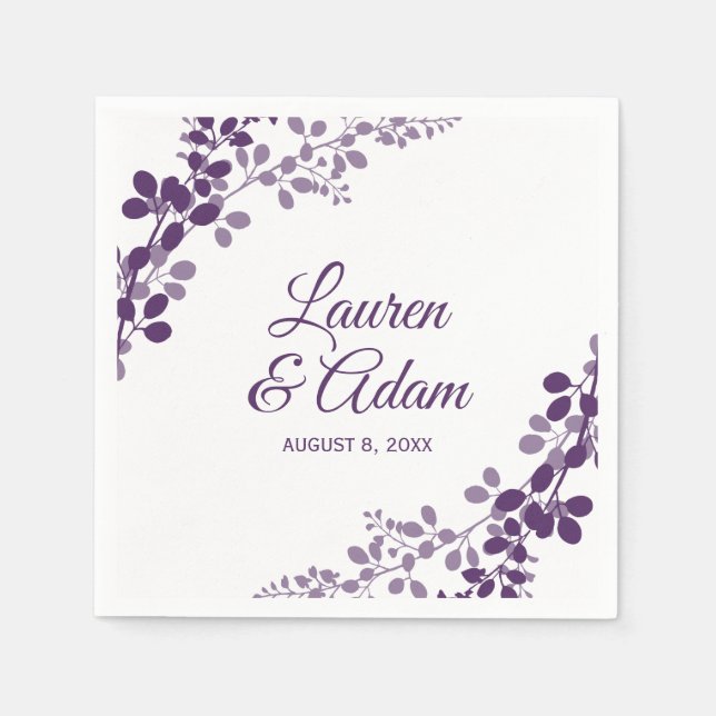 Servilleta De Papel Toallas Bodas Purple Baby's Breath o Vines (Anverso)