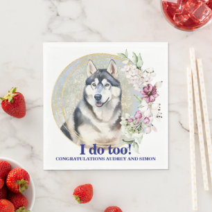 Servilleta De Papel Toallas Bodas siberianas con foto de perros