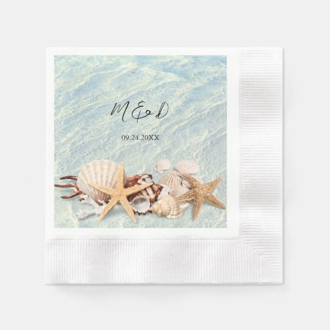 Servilleta De Papel Toallas Bodas Tropical Ocean Beach Seashell (Anverso)