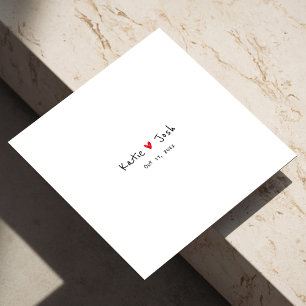 Servilleta De Papel Toallas de Boda blanco con nombres manuscritos neg