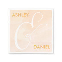 Toallas de Boda de acuarela de Rubor Apricot, Peac