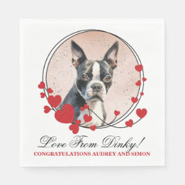 Servilleta De Papel Toallas de Boda de Boston Terrier con foto de perr