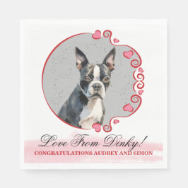 Servilleta De Papel Toallas de Boda de Boston Terrier con foto de perr