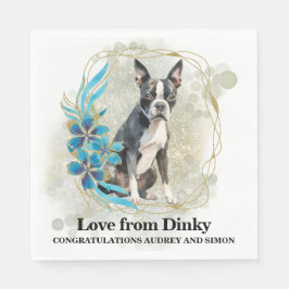Servilleta De Papel Toallas de Boda de Boston Terrier con foto de perr