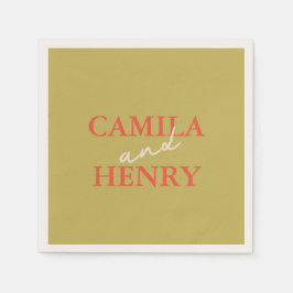 Servilleta De Papel Toallas de Boda de escritura verde moderna