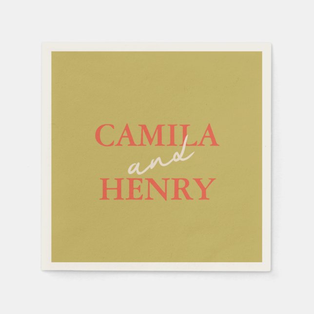 Servilleta De Papel Toallas de Boda de escritura verde moderna (Anverso)